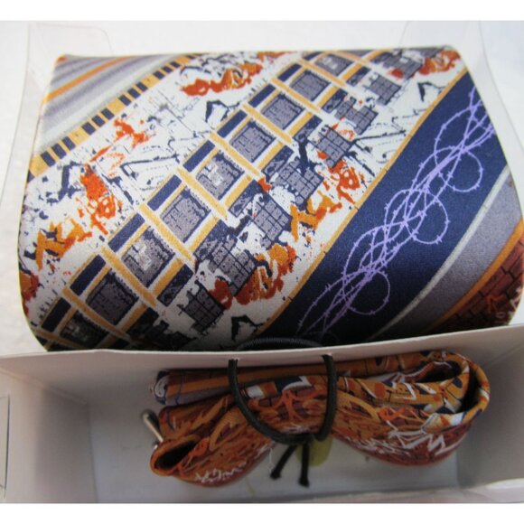 Mens Silk Tie Hanky and Cuff Link Set by Graffitie New in Box - Picture 8 of 14